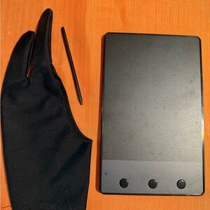Black Drawing Tablet with Stylus and Glove